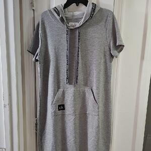 Calvin Klein Light Gray Hoodie with Branded Strings